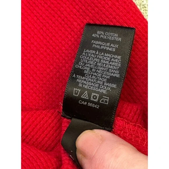 Express Mens Red Waffle Knit Thermal Long Sleeve Shirt Crew Neck Large - Picture 6 of 8